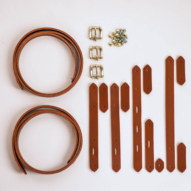 Leather Backpack Strap Set with Hardware | Adjustable