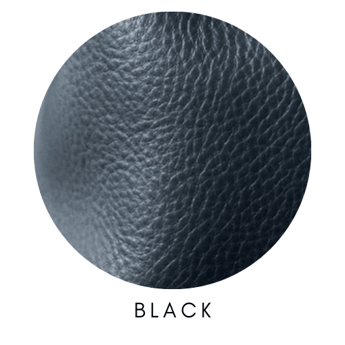 Black grain leather swatch on a white background