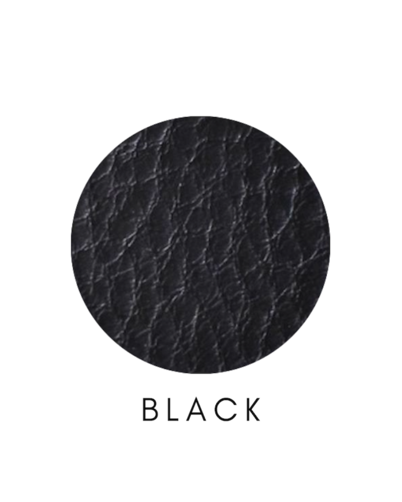 black leather swatch on white background