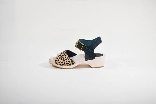 cheetah print and dark green sandal