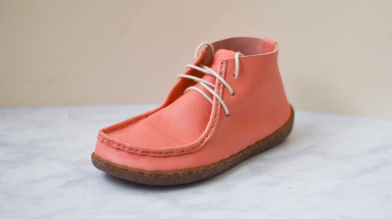 pink leather boot made from a kit